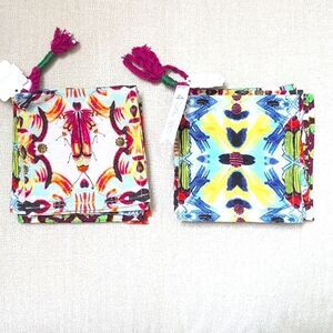 Anthropologie Home Vibrant Bug Print Cocktail Napkins Set of 8 NWT Cotton